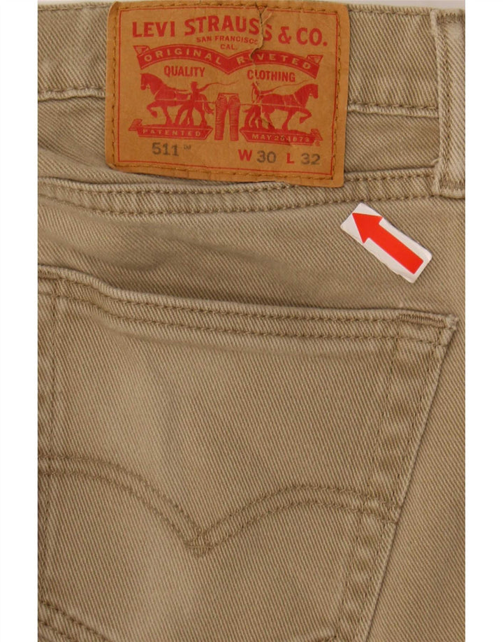 Levi's Mens 511 Slim Jeans W30 L32 Beige Cotton