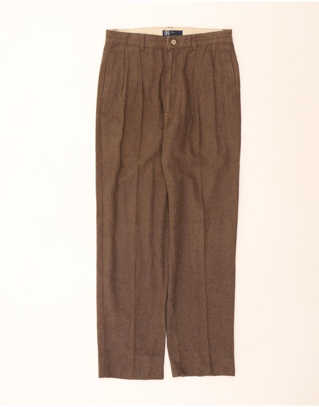 Polo Ralph Lauren Mens Casual Trousers W31 L30 Brown Herringbone Cotton