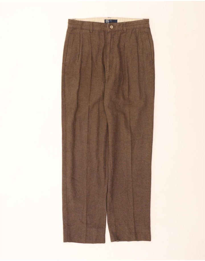 Polo Ralph Lauren Mens Casual Trousers W31 L30 Brown Herringbone Cotton