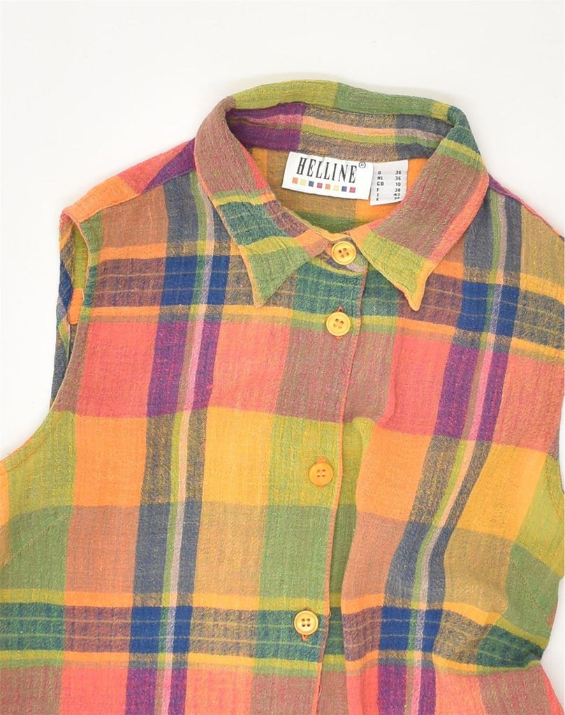 HELLINE Womens Sleeveless Shirt Blouse UK 10 Small Multicoloured Check | Vintage HELLINE | Thrift | Second-Hand HELLINE | Used Clothing | Messina Hembry 