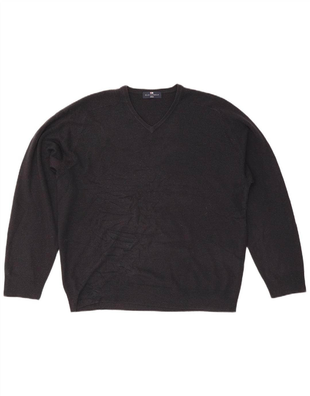 Marks & Spencer Mens Blue Harbour V-Neck Jumper Sweater Large Navy Blue