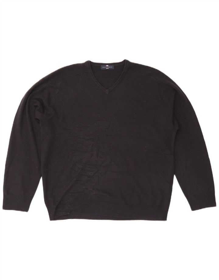 Marks & Spencer Mens Blue Harbour V-Neck Jumper Sweater Large Navy Blue