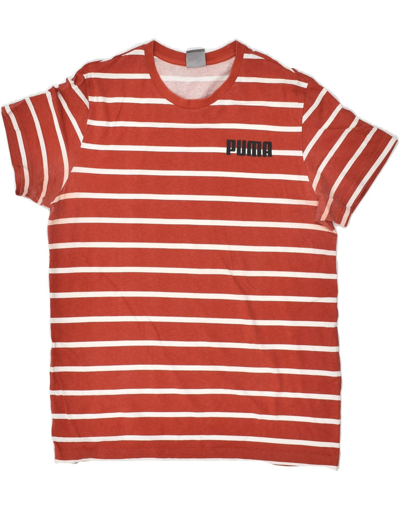 PUMA Mens T-Shirt Top Medium Red Striped | Vintage Puma | Thrift | Second-Hand Puma | Used Clothing | Messina Hembry 