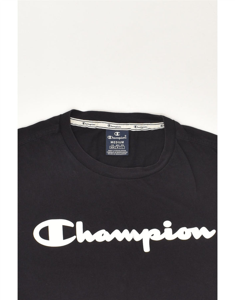 CHAMPION Mens Graphic T-Shirt Top Medium Black Cotton | Vintage Champion | Thrift | Second-Hand Champion | Used Clothing | Messina Hembry 