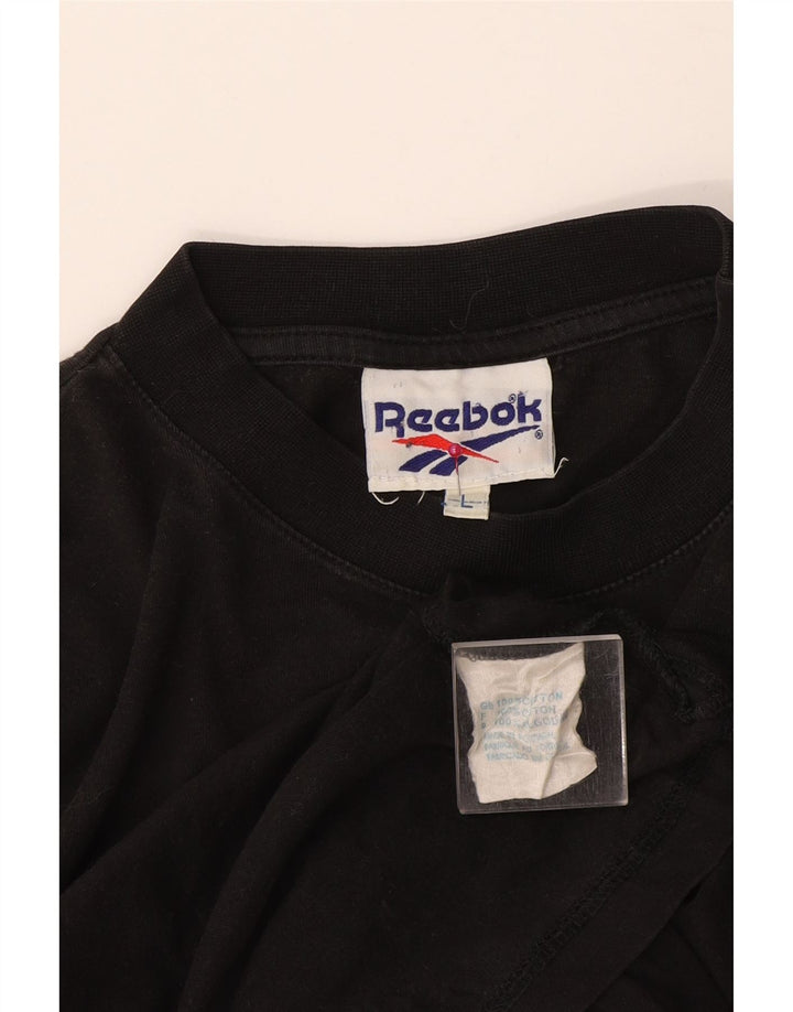 Reebok Mens Graphic T-Shirt Top Large Black Cotton