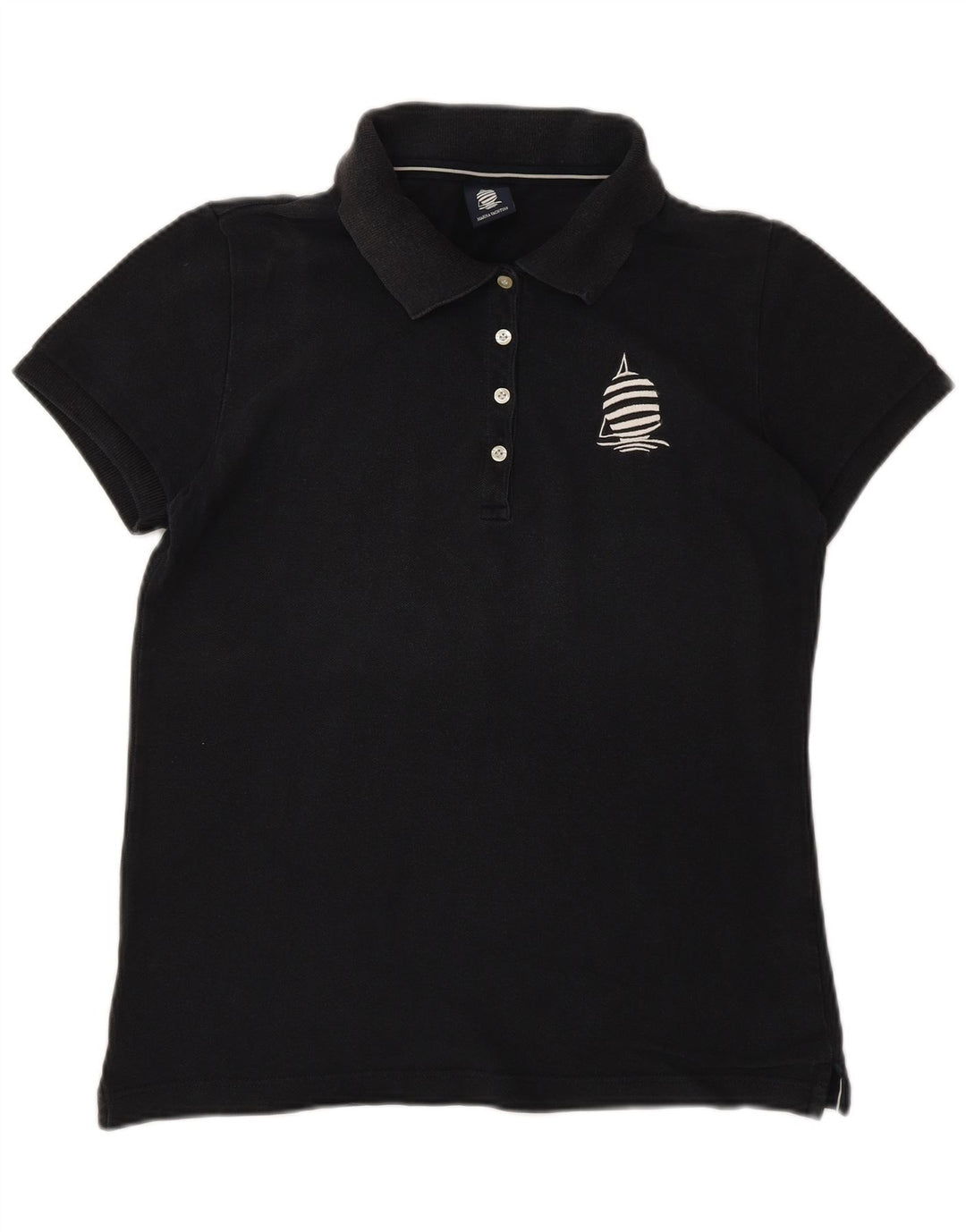 MARINA YACHTING Womens Polo Shirt UK 14 Large Black Cotton