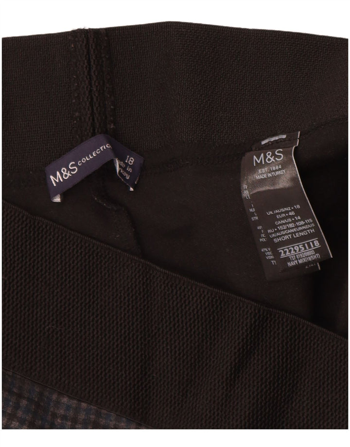 Marks & Spencer Womens Capri Leggings UK 18 XL Navy Blue Gingham Polyester