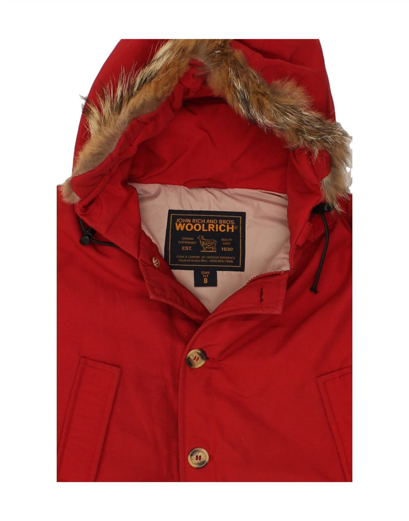 WOOLRICH Boys Hooded Padded Jacket 7-8 Years Red Nylon | Vintage Woolrich | Thrift | Second-Hand Woolrich | Used Clothing | Messina Hembry 