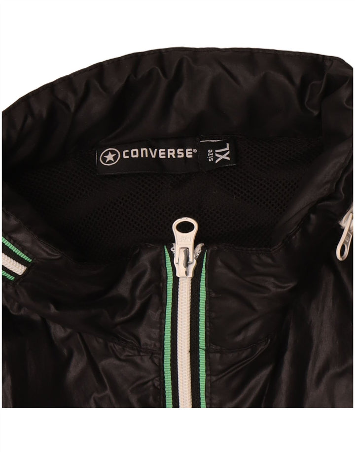 Converse Mens Windbreaker Jacket UK 42 XL Black Polyester