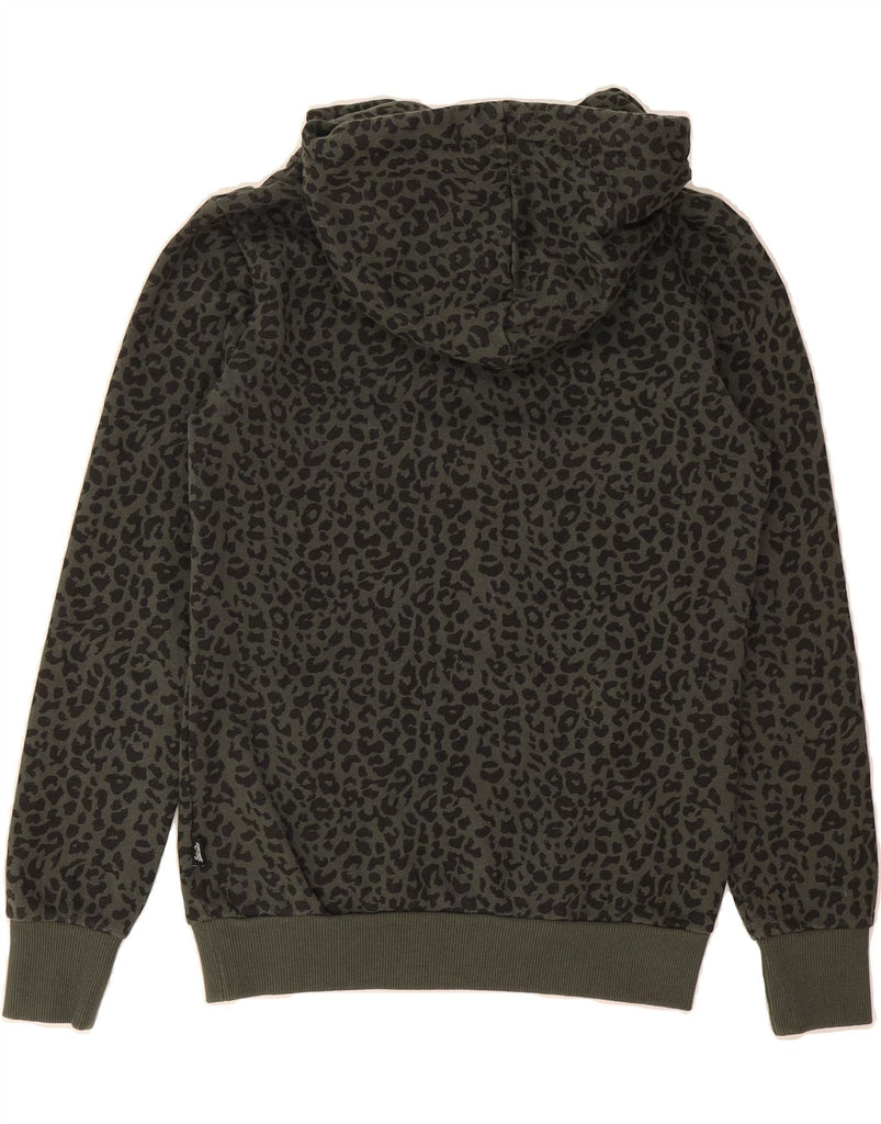SUPERDRY Womens Graphic Hoodie Jumper UK 8 Small Khaki Animal Print Cotton Vintage Superdry and Second-Hand Superdry from Messina Hembry 