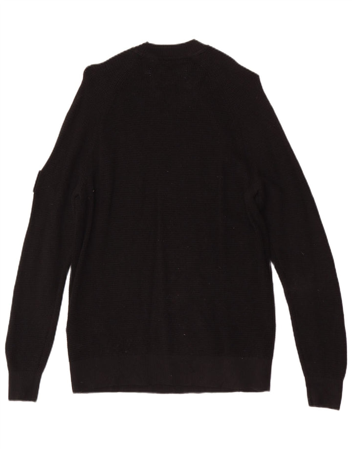 Calvin Klein Jeans Mens Crew Neck Jumper Sweater Small Black Wool