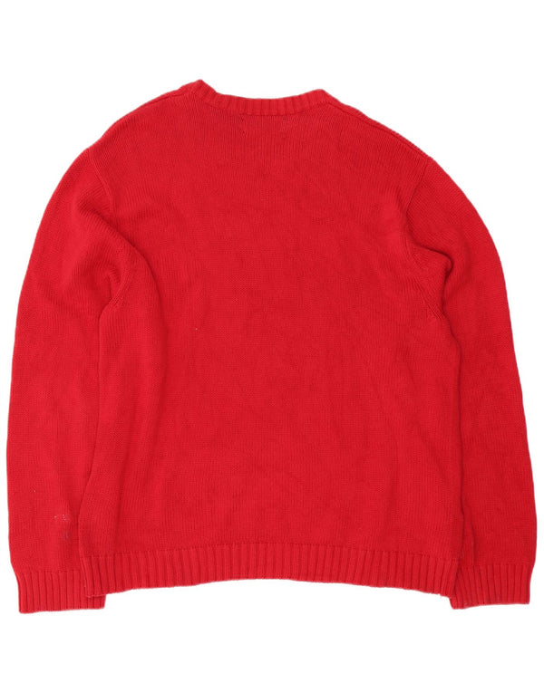 Chaps Mens Boat Neck Jumper Sweater XL Red Cotton