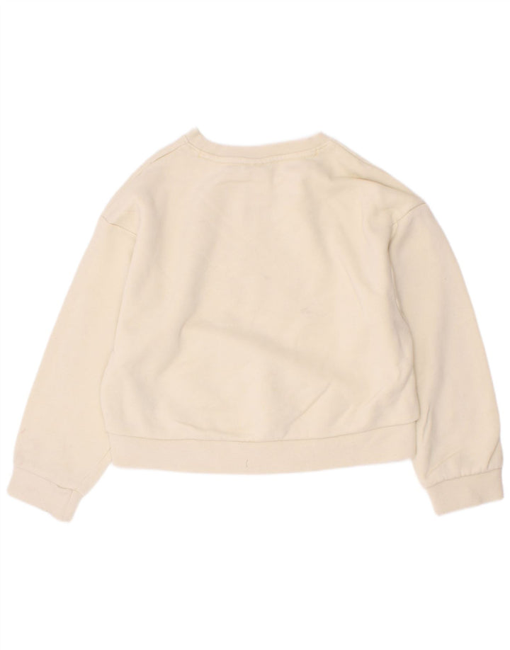 Nike Girls Graphic Sweatshirt Jumper 5-6 Years Medium Beige Cotton