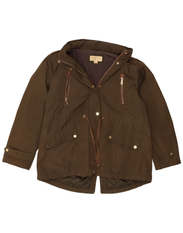 Michael Kors Womens Hooded Parka Jacket UK 18 XL Khaki Polyester