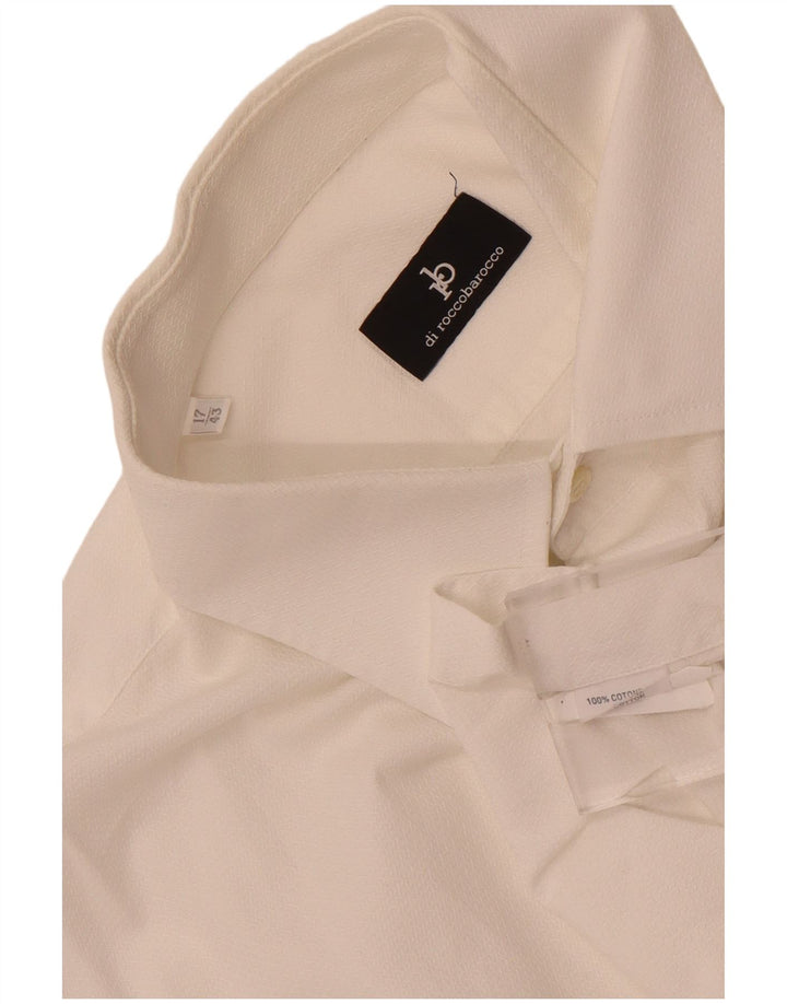 Roccobarocco Mens Shirt Size 17 43 XL White Cotton