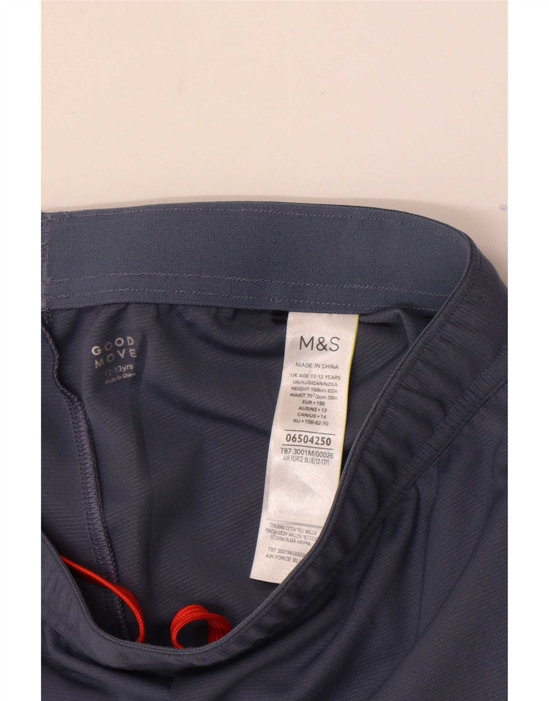 Marks & Spencer Boys Sport Shorts 12-13 Years Navy Blue Polyester