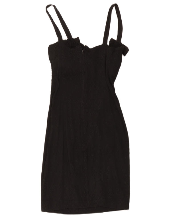 Vintage Womens Sleeveless Mini Sheath Dress UK 12 Medium Black Spotted
