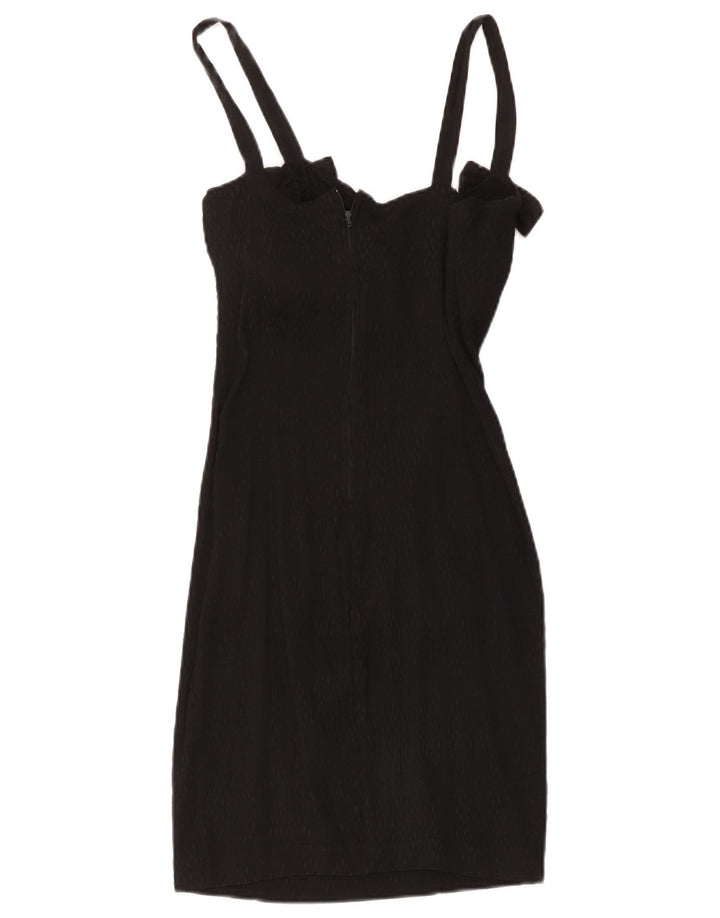Vintage Womens Sleeveless Mini Sheath Dress UK 12 Medium Black Spotted