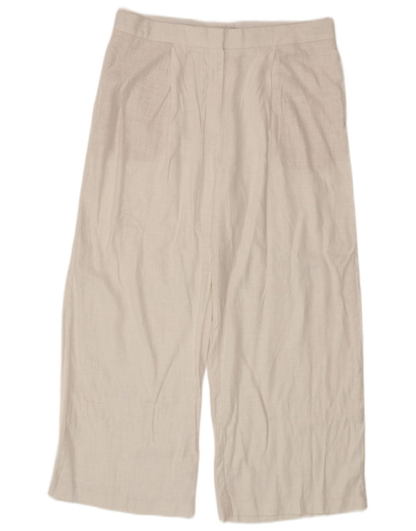 Marks & Spencer Womens High Waist Casual Trousers UK 16 Large W36 L27 White