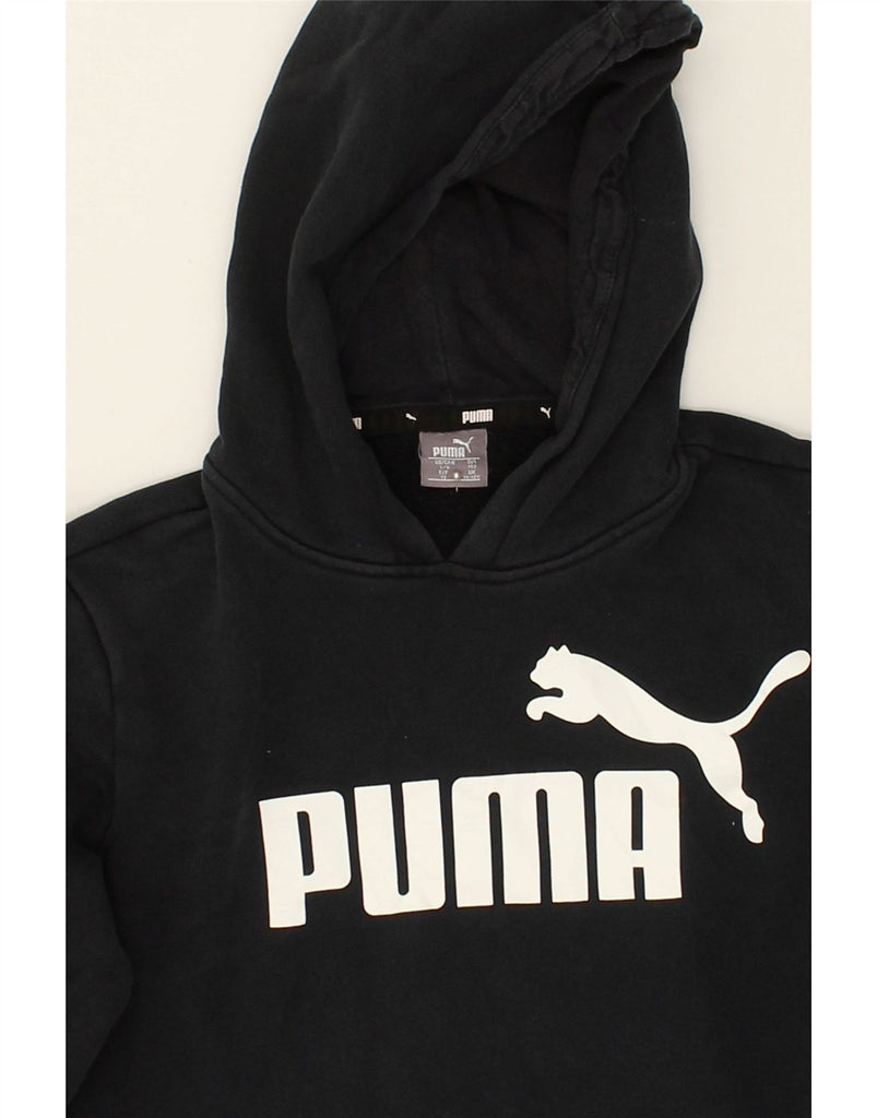 PUMA Boys Graphic Hoodie Jumper 11-12 Years Black Cotton | Vintage Puma | Thrift | Second-Hand Puma | Used Clothing | Messina Hembry 