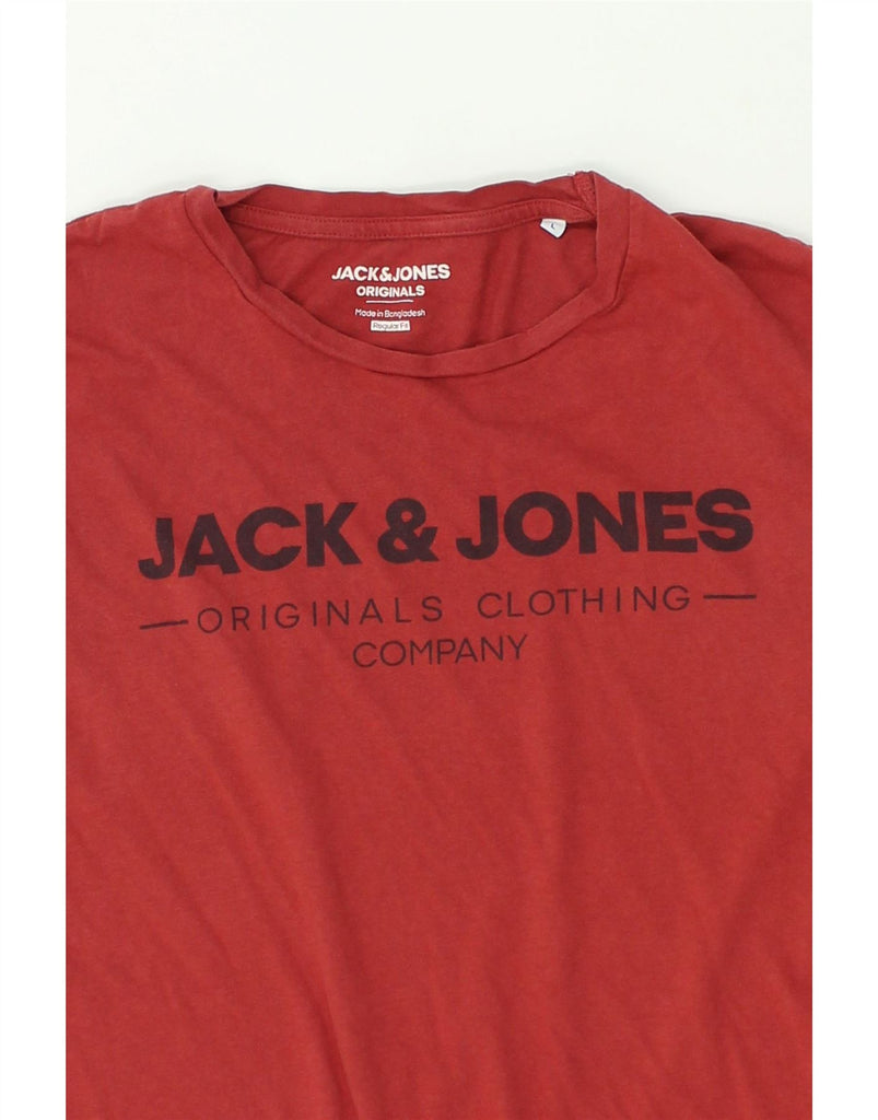 JACK & JONES Mens Regular Fit Graphic T-Shirt Top Large Red Cotton | Vintage Jack & Jones | Thrift | Second-Hand Jack & Jones | Used Clothing | Messina Hembry 