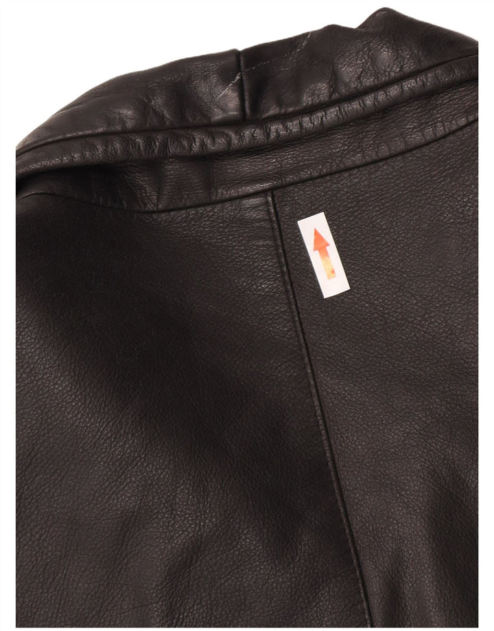 Claudio Mens Leather Jacket UK 42 XL Black Leather
