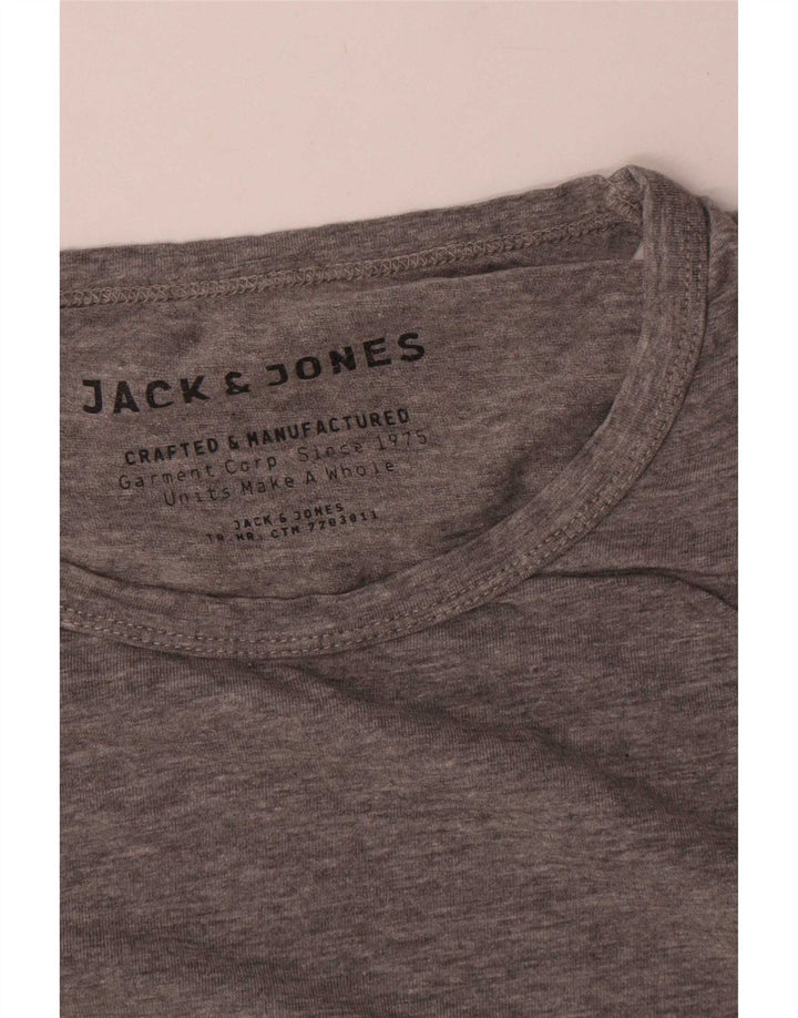 Jack & Jones Mens Top Long Sleeve Large Grey Cotton