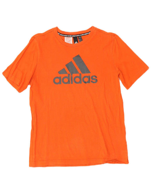 Adidas Boys Regular Graphic T-Shirt Top 13-14 Years Orange Cotton Sports