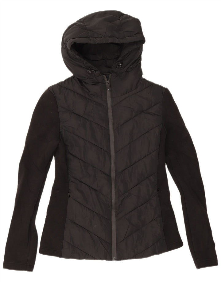 Zara Womens Hooded Padded Jacket UK 10 Small Black Polyester