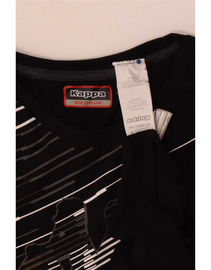 Kappa Mens Graphic T-Shirt Top Medium Black Cotton