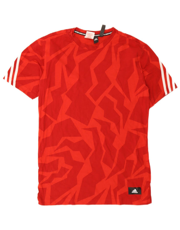 Adidas Boys T-Shirt Top 15-16 Years Red Geometric Cotton