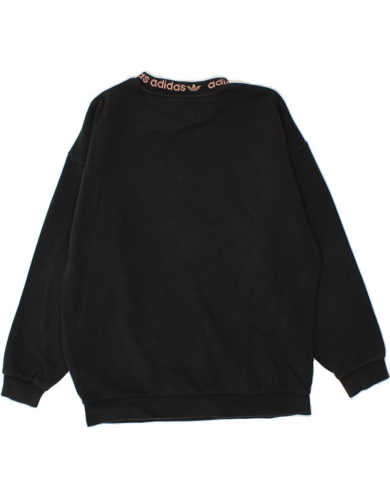 ADIDAS Womens Graphic Sweatshirt Jumper UK 12 Medium  Black Cotton | Vintage Adidas | Thrift | Second-Hand Adidas | Used Clothing | Messina Hembry 