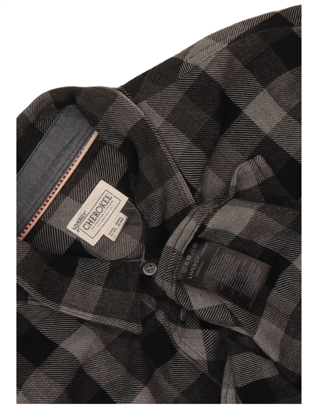 Cherokee Mens Flannel Shirt 2XL Grey Check Cotton