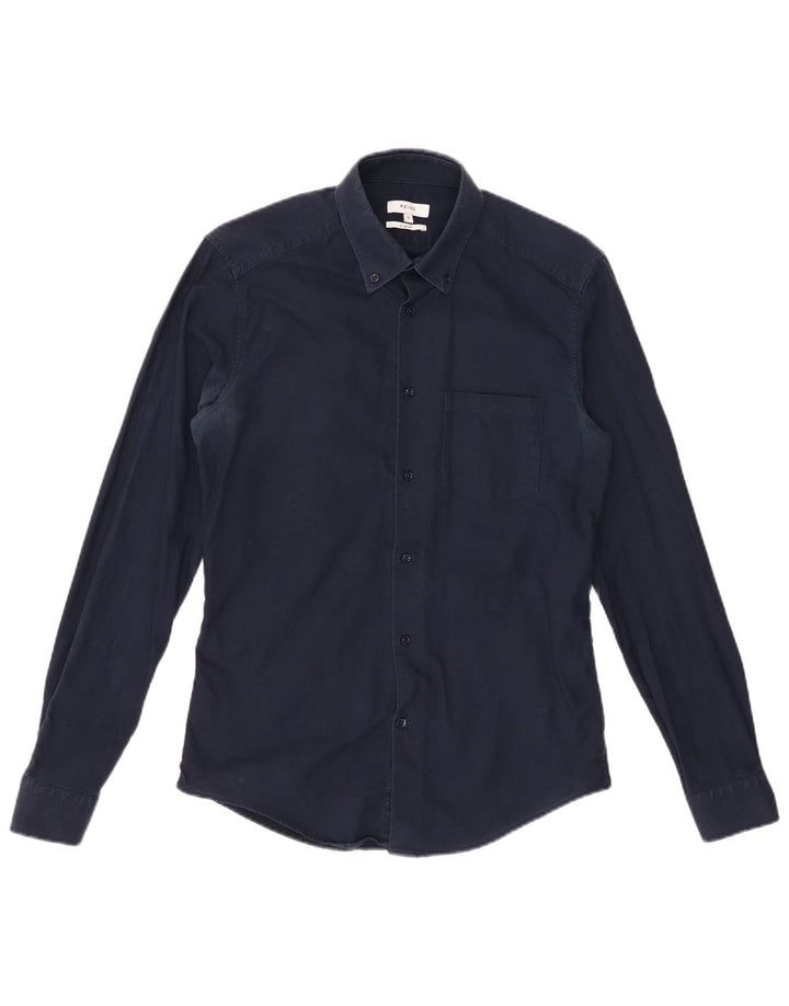 REISS Mens Slim Fit Shirt Small Navy Blue Cotton