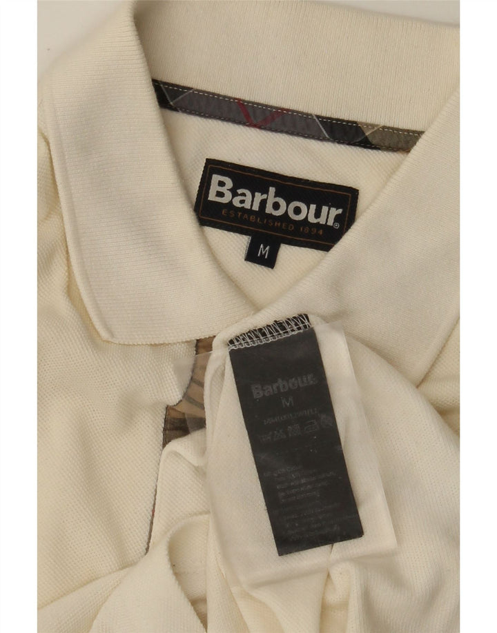 BARBOUR Mens Polo Shirt Medium Beige Cotton