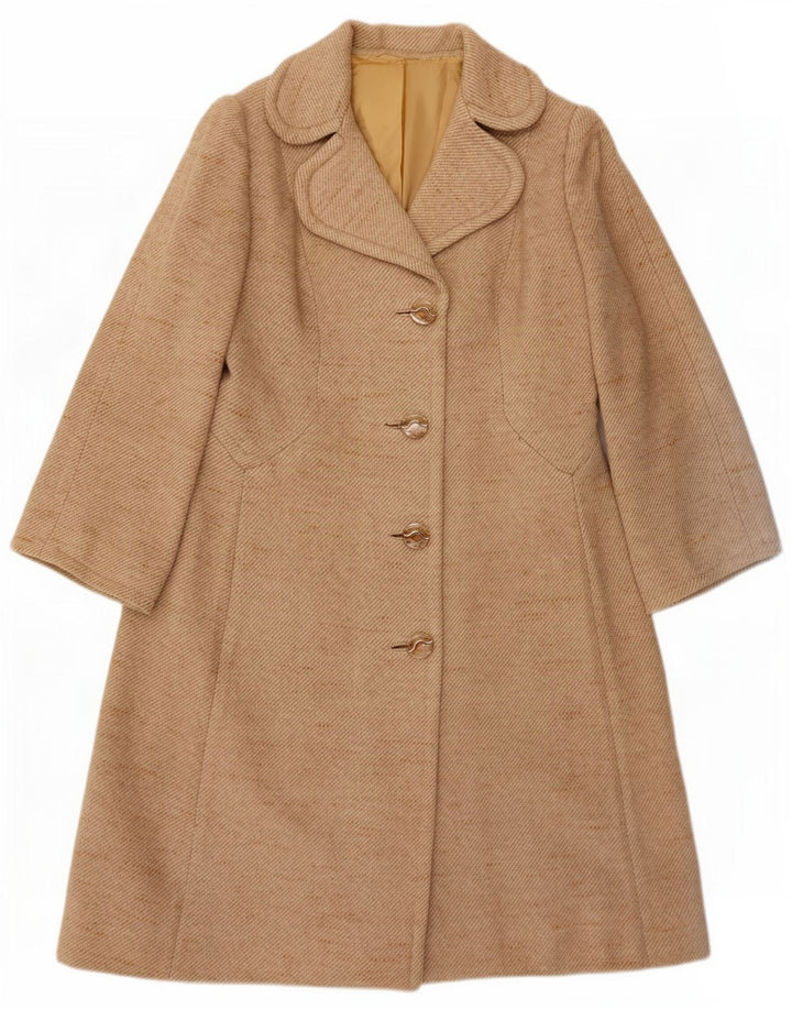 Vintage Womens Overcoat UK 10 Small Beige Flecked