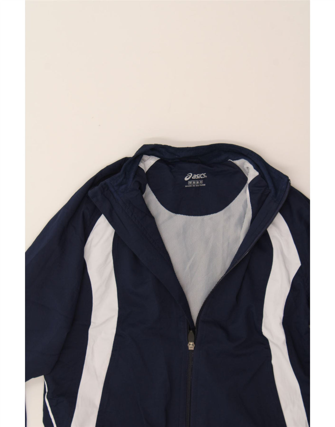 ASICS Boys Tracksuit Top Jacket 9-10 Years Medium Navy Blue Colourblock Vintage Asics and Second-Hand Asics from Messina Hembry 