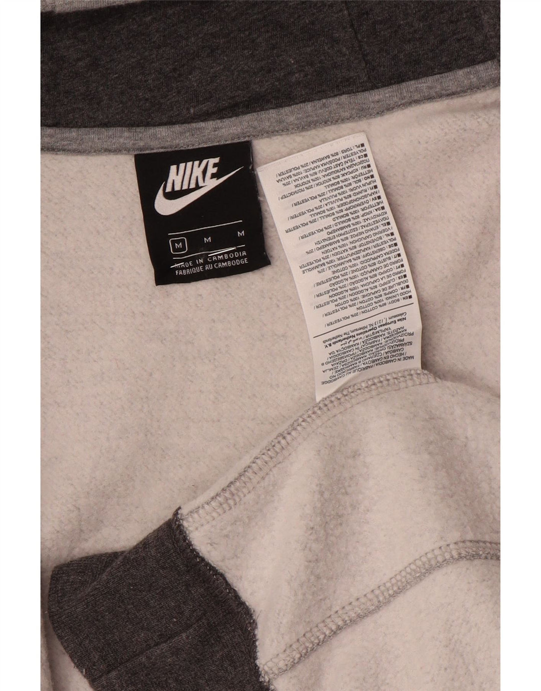 Nike Mens Zip Hoodie Sweater Medium Grey Colourblock Cotton