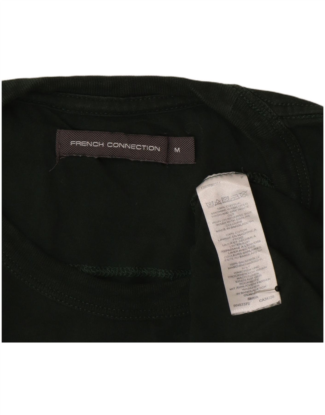 French Connection Mens Regular T-Shirt Top Medium Green Cotton