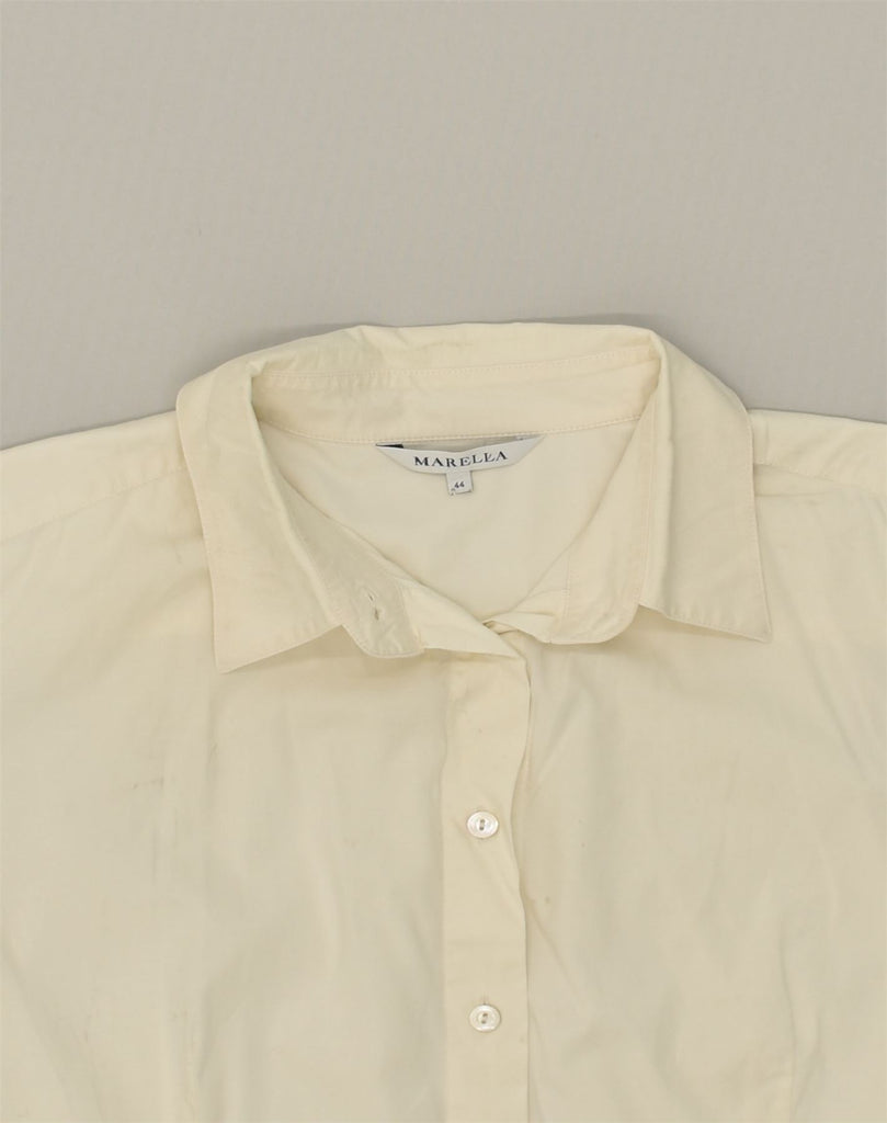 MARELLA Womens Short Sleeve Shirt IT 44 Medium Off White Cotton | Vintage Marella | Thrift | Second-Hand Marella | Used Clothing | Messina Hembry 