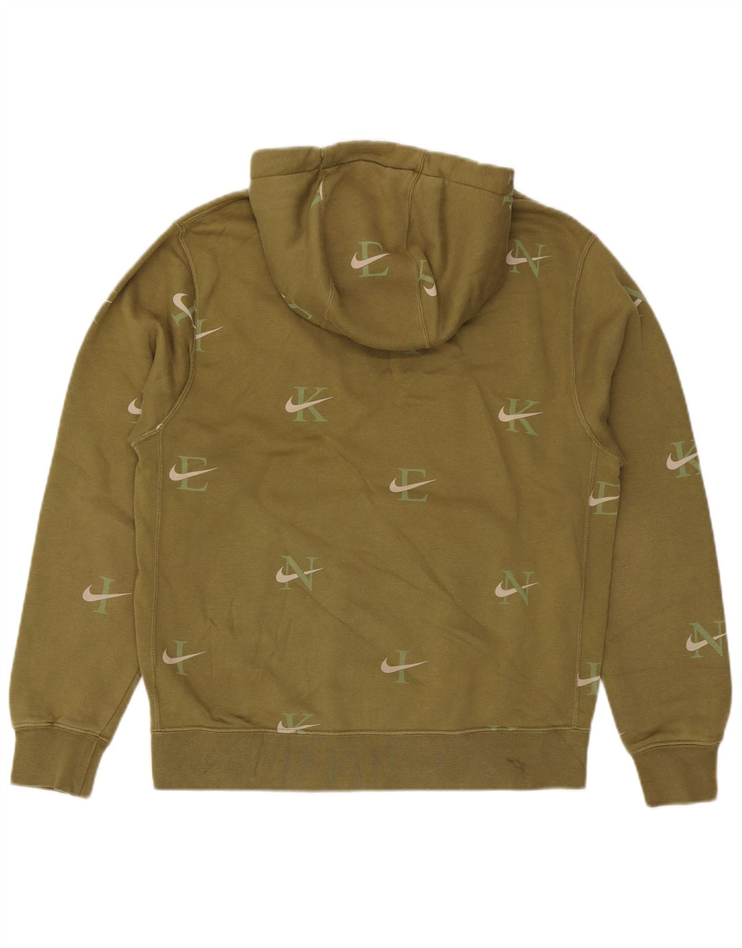 Nike Mens Graphic Hoodie Jumper Medium Khaki Cotton