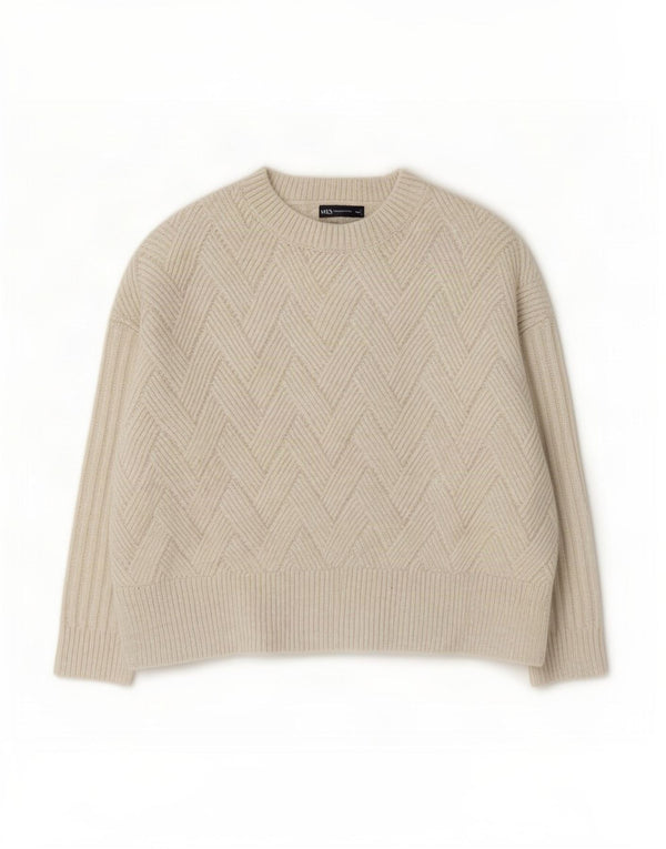 Marks & Spencer Womens Oversized Crew Neck Jumper Sweater UK 16 Large White