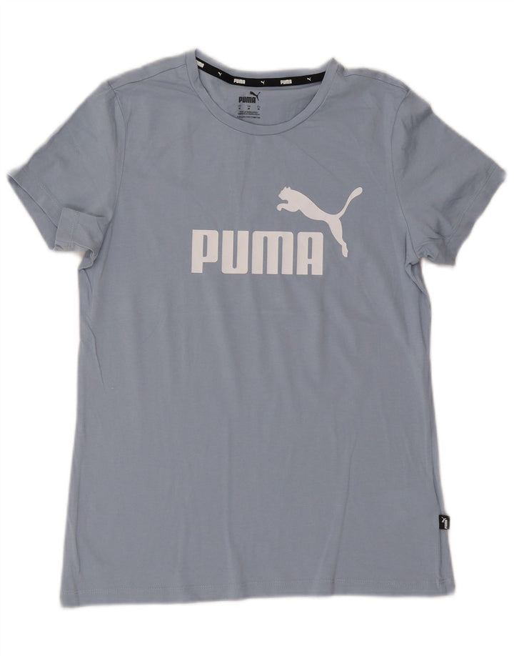 Puma Womens Graphic T-Shirt Top UK 12 Medium Blue Cotton