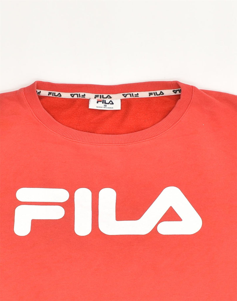 FILA Boys Graphic Sweatshirt Jumper 15-16 Years Red Cotton | Vintage Fila | Thrift | Second-Hand Fila | Used Clothing | Messina Hembry 