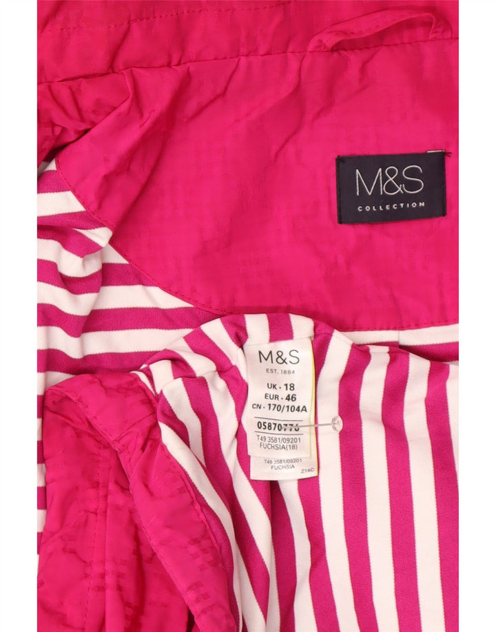 Marks & Spencer Womens Hooded Rain Jacket UK 18 XL Pink Polyester