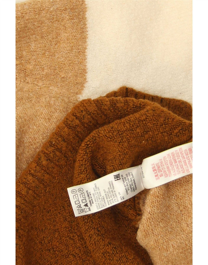 Marks & Spencer Womens Crew Neck Jumper Sweater UK 12 Medium Brown
