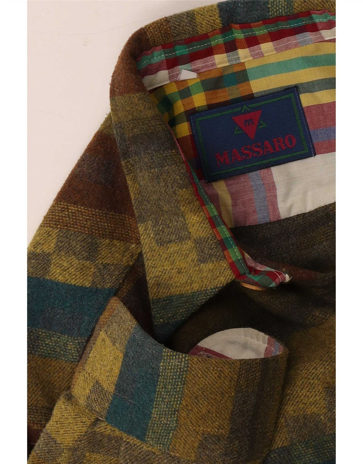 Massaro Mens Flannel Shirt Large Khaki Striped