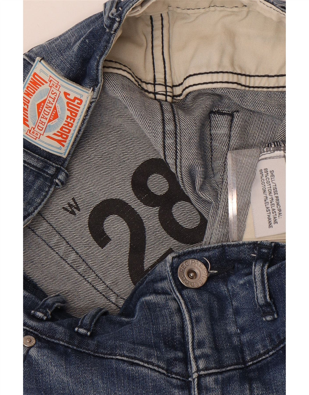 Superdry Womens Mini Denim Skirt  W28 Medium Blue Cotton