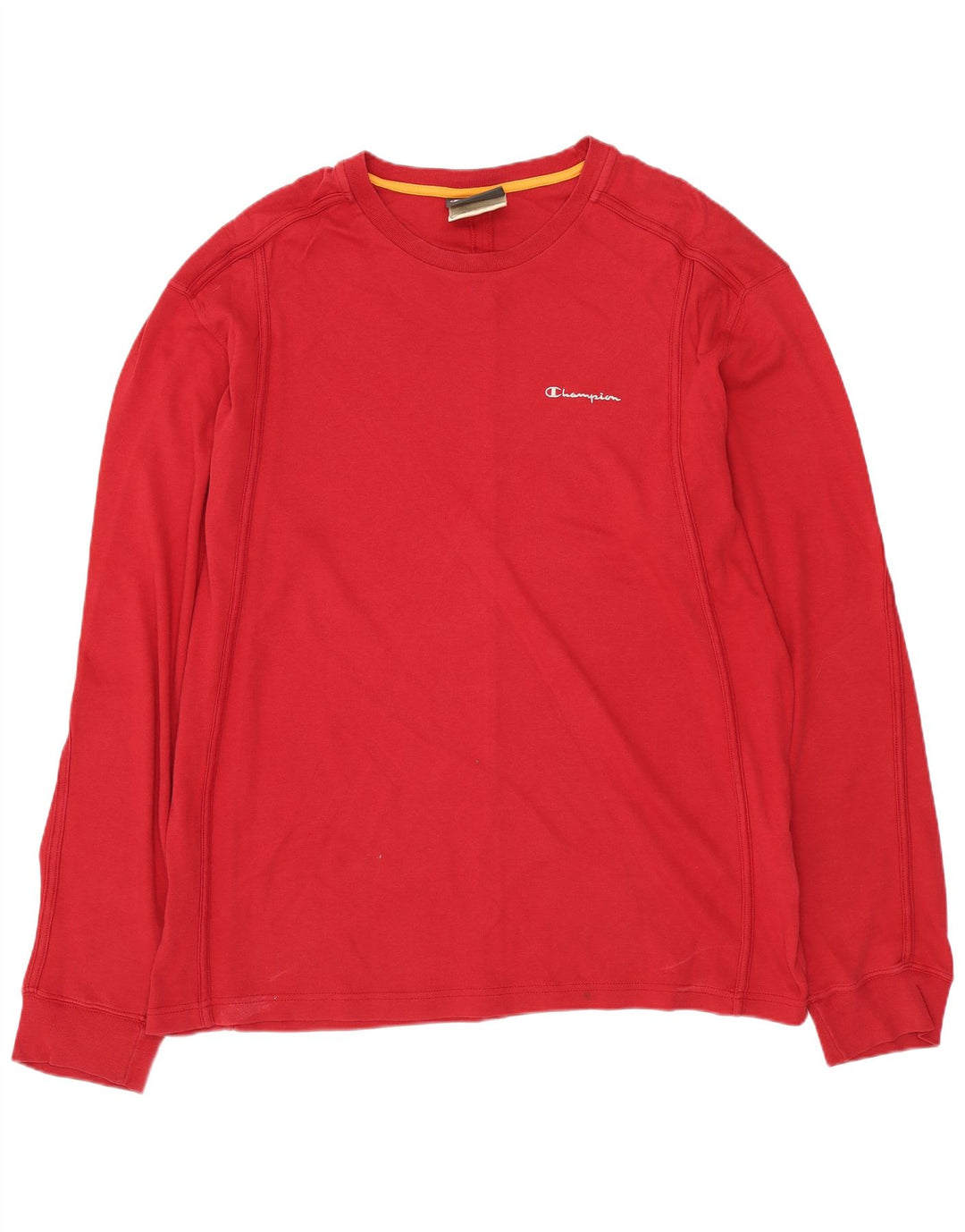 CHAMPION Mens Top Long Sleeve 2XL Red Cotton