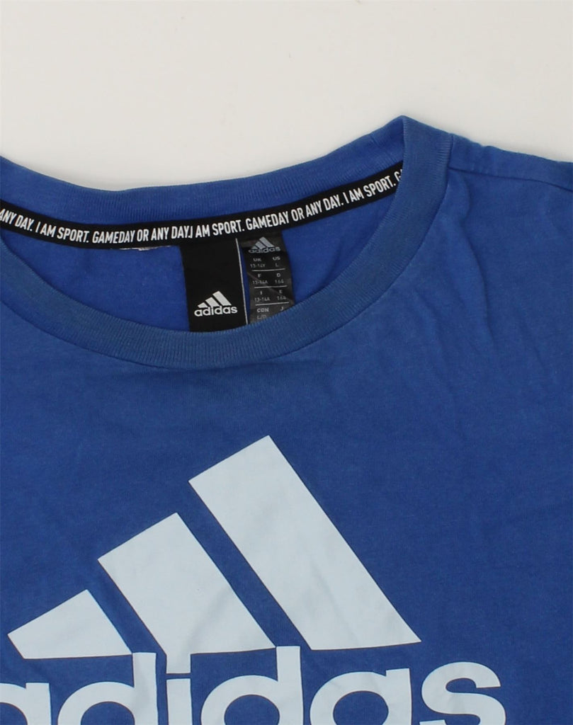 ADIDAS Boys Graphic T-Shirt Top 13-14 Years Blue Cotton | Vintage Adidas | Thrift | Second-Hand Adidas | Used Clothing | Messina Hembry 